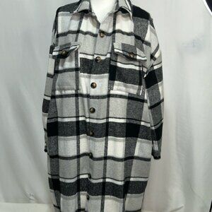 Gray and Black Utility Jacket with Oversized‎ Fit